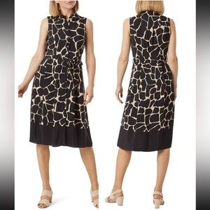 NWT HOBBS LONDON Suzanna Print Sleeveless Shirt Dress Black/Natural Sz 8